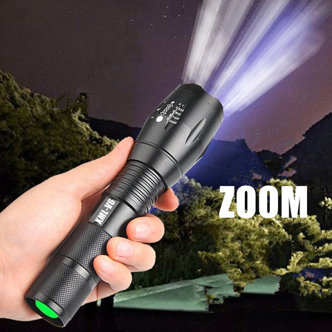 Portable mini flashlight XML-T6 L2 V6 LED ZOOM Torch hunting zoomable Flashlight torch Light ► Photo 1/6