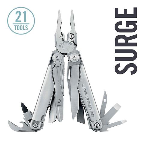 LEATHERMAN - Surge Heavy Duty Multitool with Premium Replaceable Wire Cutters and Spring-Action Scissors, Black/Silver with Prem ► Photo 1/6