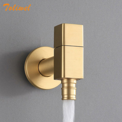 Brass Gold Laundry Bathroom Wetroom Faucet Wall Mount Cold Water Faucet Sink Tap Spigot Bibcocks Outdoor Garden Hose Water tap ► Photo 1/6