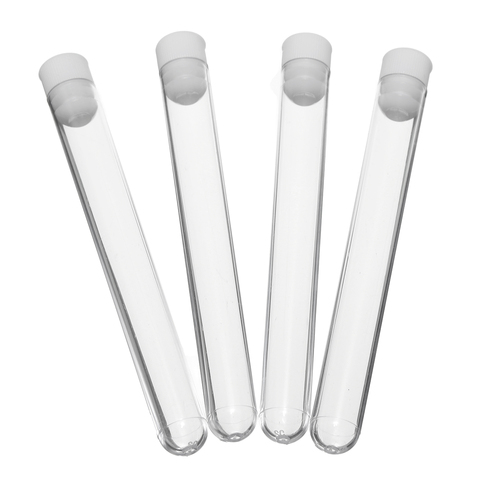 100pcs / new high quality plastic test tube 12mm * 100mm transparent plastic test tube with lid laboratory supplies ► Photo 1/5
