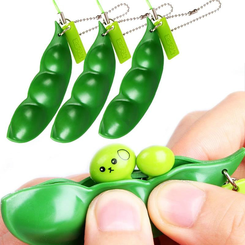 1pcs Soy Bean Pea Pod Fidget Stress Toy Keyring Anti Anxiety Stress Relief Tool* 