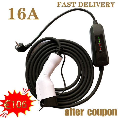 EVSE EV charging cable 16A EU electric car plug, SAE J1772 / IEC62196 electric car charger ► Photo 1/6