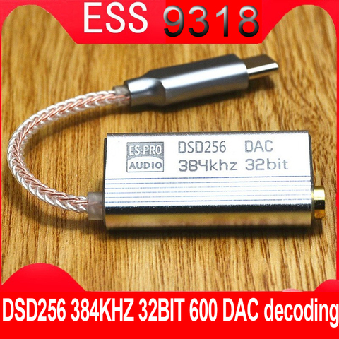 Es9118 mobile phone to 3.5 decoding DAC amp line typec fever HIFI adapter earphone cable ESS device DSD 100% brand new ► Photo 1/6