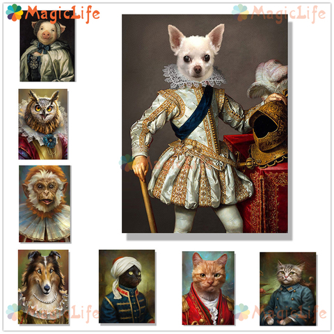 Pet Dog Princess Vintage Animal Nordic Poster Wall Pictures For Living Room Posters Wall Art Canvas Painting Picture Unframed ► Photo 1/6