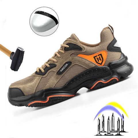 Summer men's new steel head anti-smashing anti-puncture work shoes safety shoes sports shoes men boots ► Photo 1/6