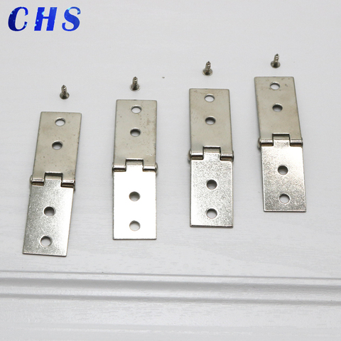 2Pcs Cabinet Door Luggage Hinges 4 Holes Jewelry Wood Boxes Hinges Furniture Decoration with Screws 74*20mm Sliver ► Photo 1/6
