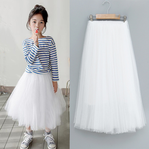 Girls TuTu Long Skirts Fluffy Kids Ball Gown Soft Pettiskirts Kids Skirt Toddler Girl Princess Dance Party Skirt teenager 3-12T ► Photo 1/6