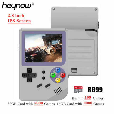 HEYNOW RG99 Retro Game Console 2.8inch Full View IPS Screen Built in 169 Games 2000/5000 Games in 16G/32G Card Video Game Player ► Photo 1/6