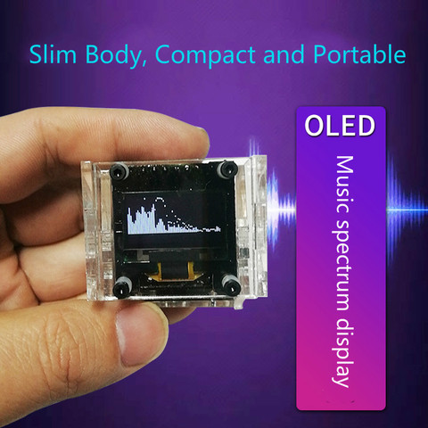 OLED Stereo Control Music Spectrum Display VU Meter 0.96 inch Screen 8-mode Module Handheld Miniature Ultra-thin With Case New ► Photo 1/6