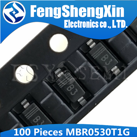 100pcs/lot  MBR0530T1G MBR0530 B3 Schottky Power Rectifier SOD-123 1206 ► Photo 1/1