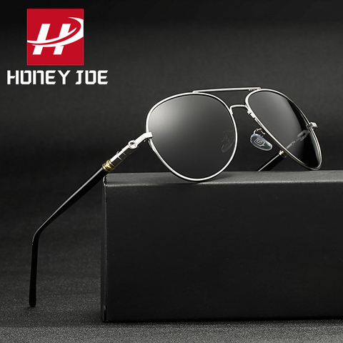 Mens Polarized Driving Sunglasses Vintage Pilot Eyewear Retro Shades Metal Eyeglasses Sport Sun Glasses Men Spring Hinge UV400 ► Photo 1/6