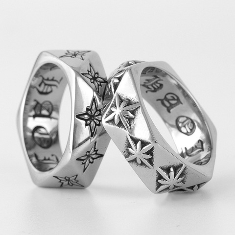 Polaris Star Polygon Flower Stainless Steel Mens Rings Simple Trendy for Male Boyfriend Biker Jewelry Creativity Gift Wholesale ► Photo 1/6