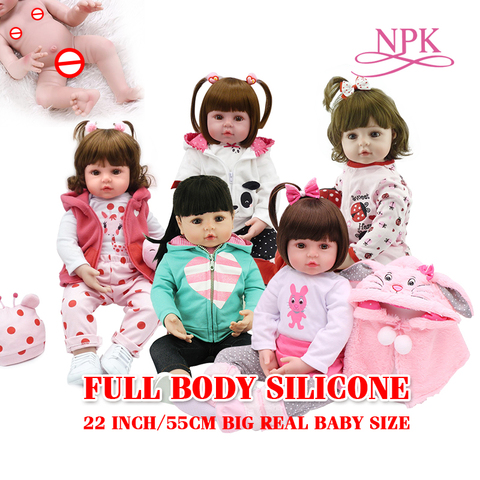 55cm Full Body Silicone Reborn Girl Baby Doll Toys Bebe Boneca