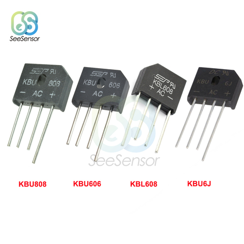 5Pcs/lot KBL608 KBL-608 KBU808 KBU6J 6A 800V 6A 600V 8A 800V Diode Bridge Rectifier ► Photo 1/6