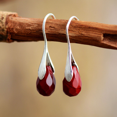 Natural Stone Drop Earrings for Women Red Jaspers Classic Earring Elegant Cute Jewelry Dropship Gifts ► Photo 1/6