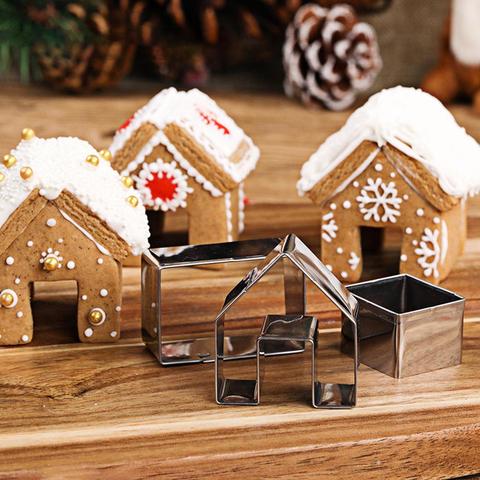 3Pcs Christmas Gingerbread House Biscuit Cutter Metal Cookie Pastry Mold Tool ► Photo 1/6