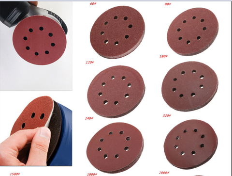 10X 5 inch 125 mm round sandpaper eight-hole disc sandpaper coarse sand 60-1000 hook and loop sanding disc polish ► Photo 1/6