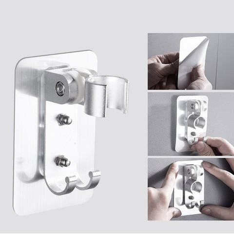 Strong Adhesive 90° Aluminum Wall Gel Mounted Shower Head Holder Adjustable Bathroom Accessories Shower Head Stand Bracket ► Photo 1/5