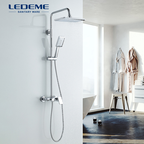 LEDEME Shower Faucet Chrome plated Bathroom Shower Set Rain Shower Head Bath Shower Mixer with Hand Bath Rainfall L2421 ► Photo 1/6