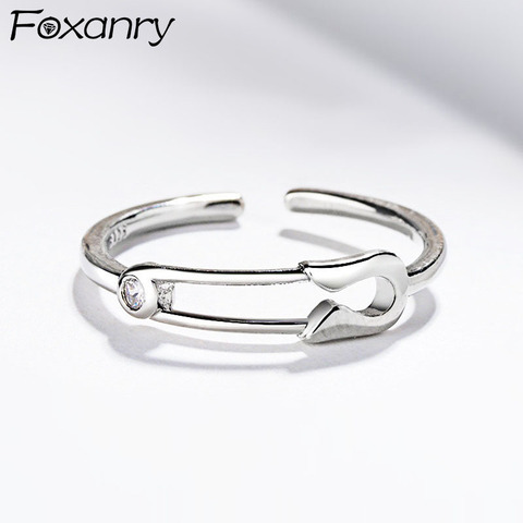 Foxanry Minimalist 925 Sterling Silver Finger Rings for Women Couples Creative Trendy Geometric Handmade Bride Jewelry Gifts ► Photo 1/6