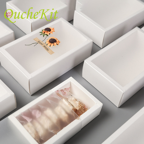 Diffferent PCS White PVC Paper Box with Window As Wedding Christmas Birthday Candy Chocolate Packaging Baking Gift Box ► Photo 1/1