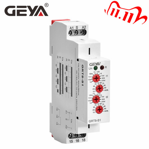 GEYA Asymmetric Cycler Time Relay AC230V OR AC/DC12V-240V Repeat Cycle Timer Relay 0.1s-100days ► Photo 1/6