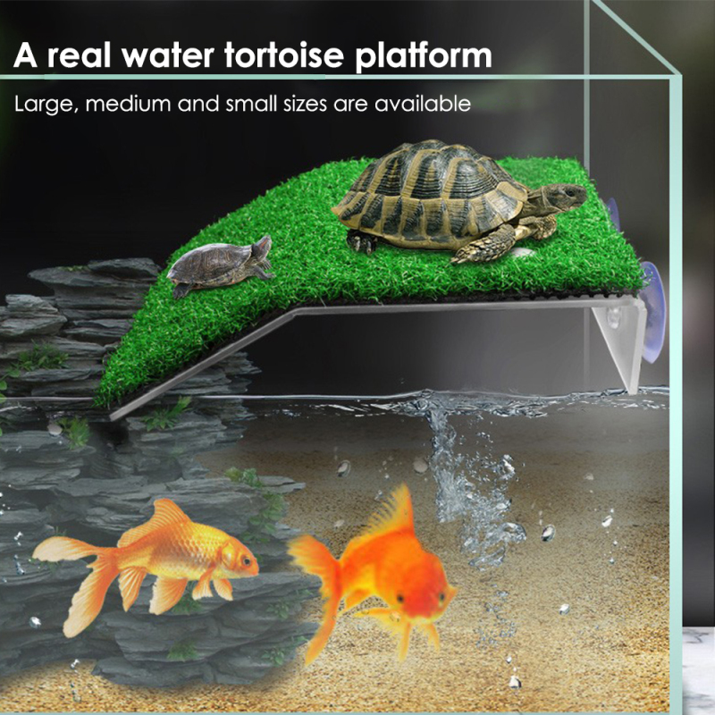 kathson Turtle Basking Platform Acrylic Plastic Reptile Habitat Tortoise Resting Terrace Fish Tank Decorate Suitable for Small Turtles and Small Amphibian