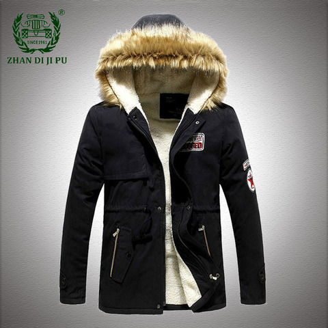 Parkas Men Winter Thick Warm Jacket Men Slim Fur Hooded Outwear Warm Coats Male Casual Solid Brand Outwear Clothing Big Size 4XL ► Photo 1/6