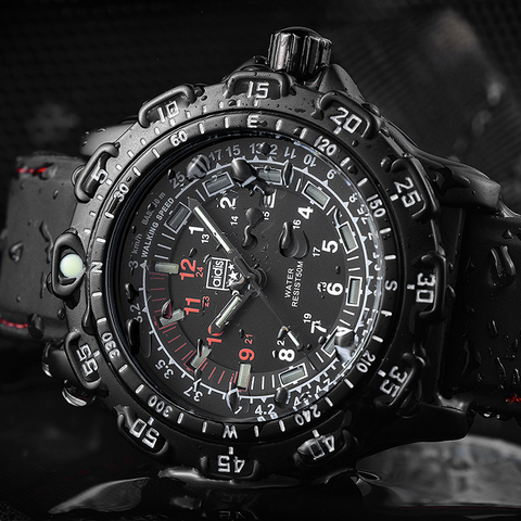 outdoor Army Sports Luminous tube Quartz Wrist Watches 50M waterproof Men Black Silicone Military Watch Clock Men's watch ► Photo 1/6
