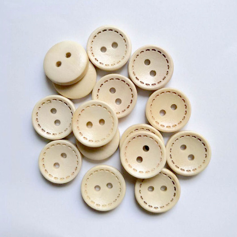 50PCs Wood Sewing Buttons Scrapbooking Round Two Holes Dash Line 11.5mm Dia. Costura Botones decorate bottoni botoes B20410 ► Photo 1/2