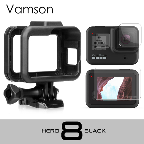Vamson for GoPro Hero 8 Black Frame Case Border Protective Cover Tempered Glass Screen Protective for GoPro Accessories VP652 ► Photo 1/6