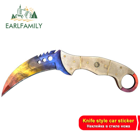 EARLFAMILY 13cm x 4.6cm Vinyl Decals for CS GO Karambit Knife Marble Fade Car Stickers Fashion Laptop SUV JDM Camper Waterproof ► Photo 1/6