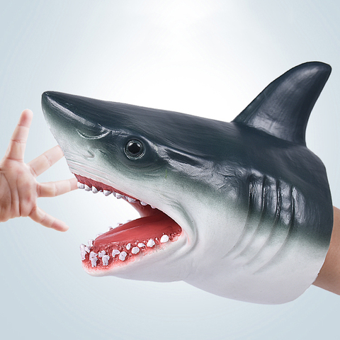 Shark Hand Puppet TPR Animal Head Gloves Figure Simulation Animals Kids Toy Model Scaring Gag Halloween Jokes kids Gifts ► Photo 1/5