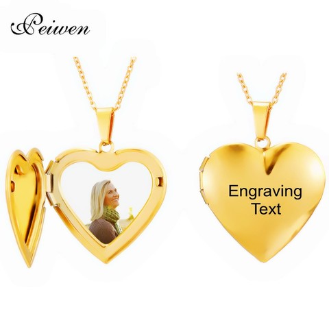 Custom Photo Name Necklace Stainless Steel Heart Locket Engraving Name Date Gold Necklaces For Women Men Choker Neck Jewelry ► Photo 1/6