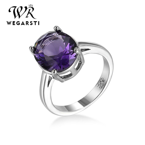 WEGARSTI New Real 925 Sterling Silver Rings For Women Gemstones Natural Jewelry Silver Ring For Women Engagement Amethyst Ring ► Photo 1/6