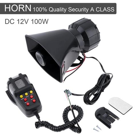 100W 7 Sounds Motorcycle Car Loud Speaker Electronic Warning Siren Horn Alarm Firemen Ambulance Loudspeaker with MIC Microphone ► Photo 1/6