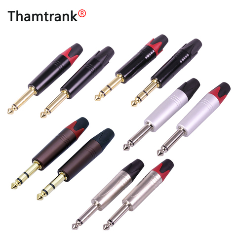 10PCS 6.35mm mono stereo male amplifier microphone TS TRS plug 6.35mm jack plug mono audio connector ► Photo 1/6