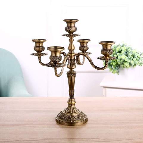 New Bronze Candelabra Metal 5-arms/3 arms Candle Holders Wedding Decoration Candlesticks Event Candle Stand Table Centerpiece ► Photo 1/6
