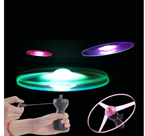 1PC Hot Sale  Fun Outdoor Sports Pull Line Saucer Toys LED Lighting UFO Parent-child Interaction Creative Spin-off  Flying Discs ► Photo 1/6