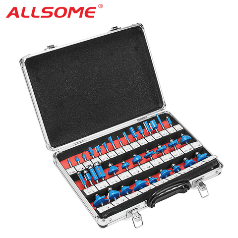 ALLSOME 35pcs 1/4inch Shank Router Bit Set Tungsten Carbide Tip Router Wood Cutter Tool Set Milling Cutters for Woodworking ► Photo 1/6
