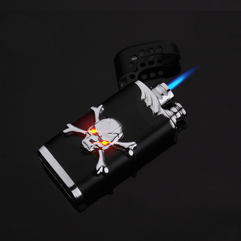 New Creative Skull Gift Lighter Metal Windproof Gas Blue Flame Spray Gun Butane Torch Lighter Cigarette Pipe Lighter Personality ► Photo 1/6