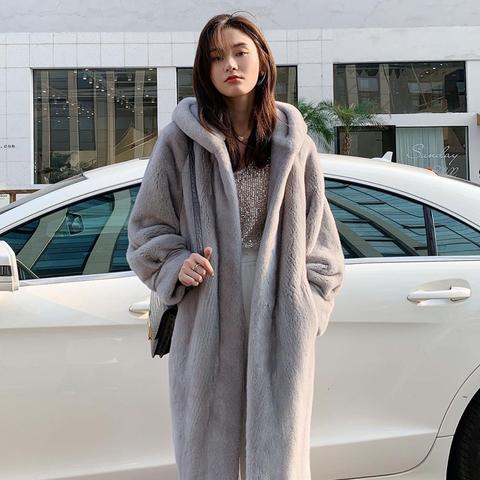 2022 Fashion Winter Mink Fur Coat Women Long Warm Faux Fur Overcoat Thick Warm Jacket Coats Women Hooded Fur Parka Winter Jacket ► Photo 1/6