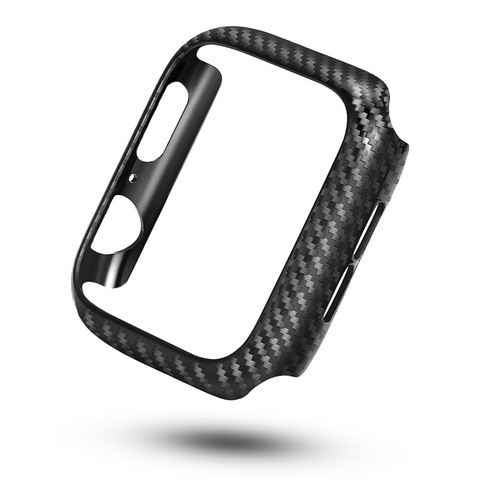 Black Cover Thin Carbon Fiber Bumper for Apple Watch SE Case 40mm 44mm 38mm 42mm Frame Edges Series 6 5 4 3 2 Hard Shell ► Photo 1/6