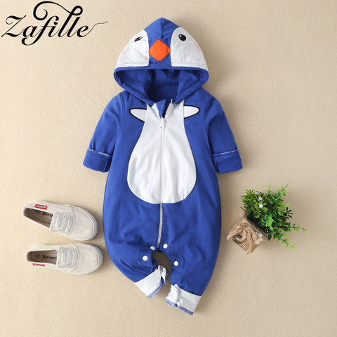 ZAFILLE Cute Penguin Hooded Baby Romper Jumpsuit For Newborn Baby Boy Clothes Fox Baby Overalls Boys Winter Crawlers for kids ► Photo 1/6