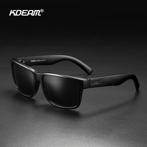 KDEAM 2022 New All Black Square Polarized Sunglasses Men Flat Top Designer Polaroid Glasses Accessories Included CE ► Photo 1/6
