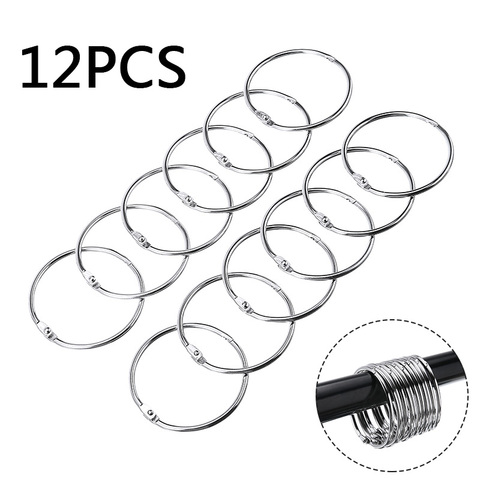 12pcs/set 50mm Round Shower Curtain Hanger Hooks Anti Rust Metal Curtain Ring Loose Leaf Book Hinge Snap ► Photo 1/6