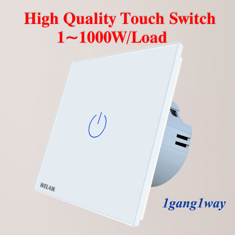 WELAIK Manufacture-EU 1gang1way Wall-Touch-Switch Crystal-Glass Panel-Switch Wall-Intelligent-Switch Light-Smart-Switch  A1911CW ► Photo 1/5