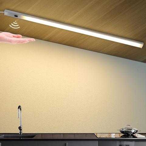 3 Colors USB LED Light Under Cabinet Bar Light Lamp lumiere LED Closet Light 5V Hand Sweep Lights Motion Sensor Bedroom Kitchen ► Photo 1/6