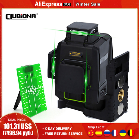 CLUBIONA M12G 12 Lines 3D Green Laser Level 360 degrees Auto Self-Leveling German Brand Laser Diode Horizontal and Vertical Line ► Photo 1/6