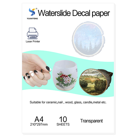 (10pcs/Bag) No Need Spray Waterslide Decal Paper Laser A4 Size Transparent Color Water Slide Decal Transfer Paper For Candle ► Photo 1/6